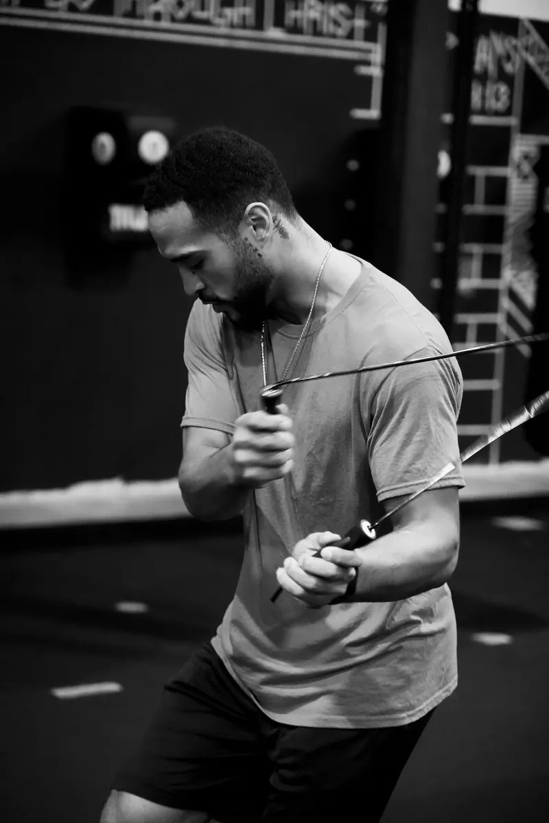Jeremiah on the speed rope, close up